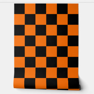 Papier Peint Décor mural orange À damiers noir