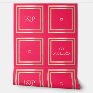 Papier Peint Décoration de mariage élégante à monogramme or ros