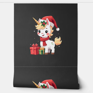 Papier Peint Décoration de Noël Licorne Santa Licorne Noël T-
