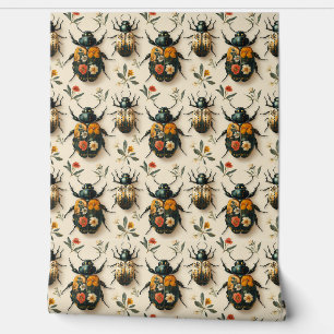 Papier Peint Découpage à la crème vintage du coléoptère floral