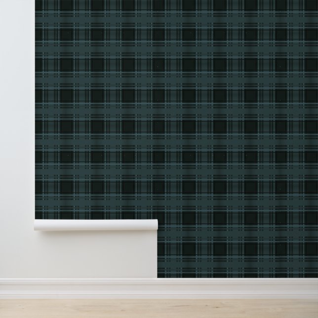 Papier Peint Deep Teal Plaid Tartan (Application)