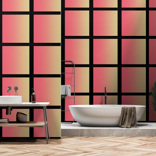 Papier Peint Dégradé Jaune Rose Pastel (Salle de bain)