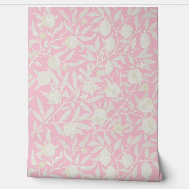 Papier Peint Delicate Pink dans le style de William Morris (Déroulement)