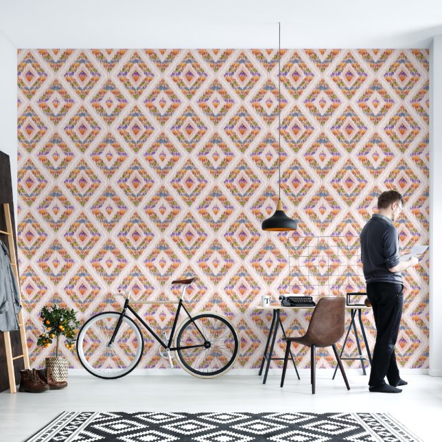 Papier Peint Design abstrait rétro dans le style géométrique Ik (Salon)