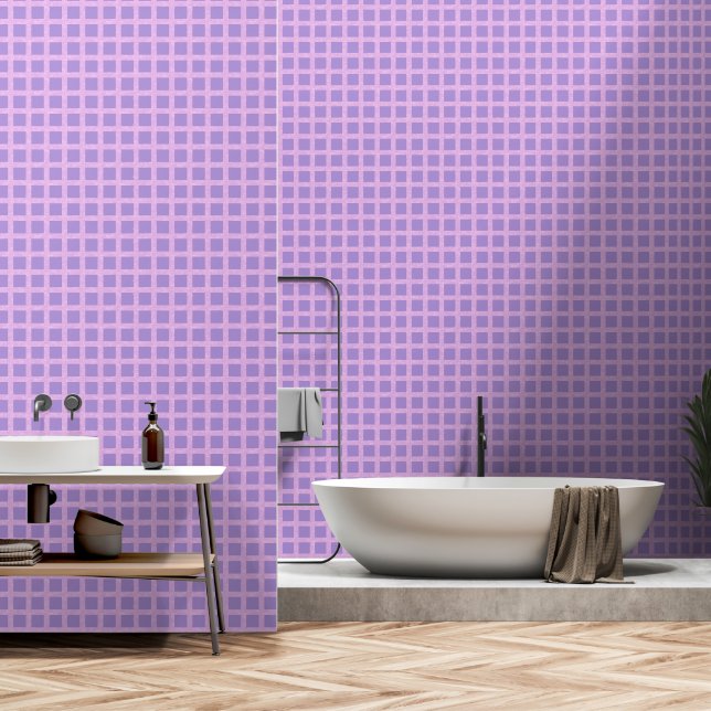 Papier Peint Design abstrait rétro dans le style plaid violet. (Salle de bain)
