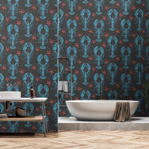 Papier Peint Design animal surréaliste Avec homards bleus Motif