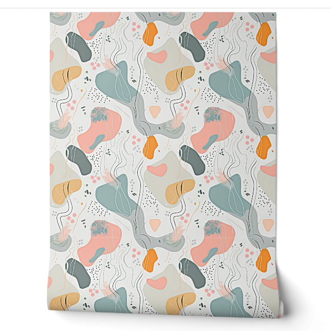 Papier Peint Design de style Motif Memphis, dossier blanc (Déroulement)