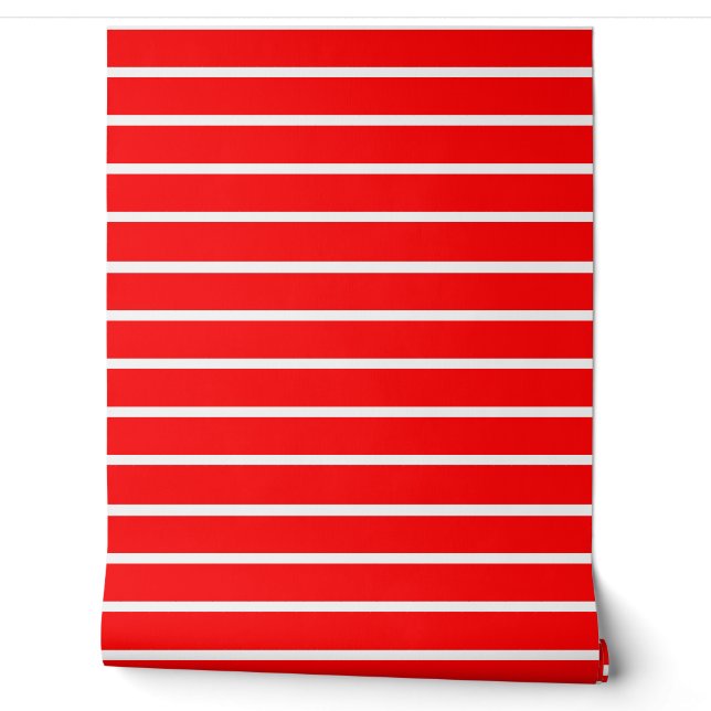 Papier Peint Design en bandes rouge et blanc (Déroulement)