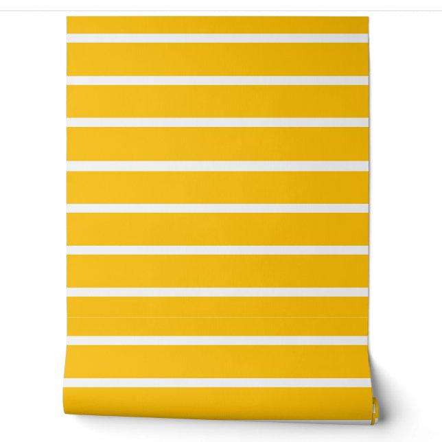 Papier Peint Design en rayures jaune et blanc (Déroulement)