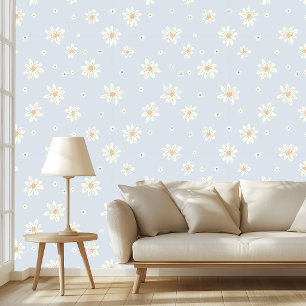 Papier Peint Design Floral Élégant aux Bleus Poussiéreux de Dai