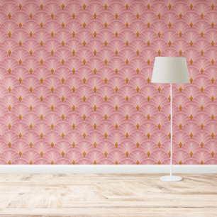 Papier Peint Design géométrique Motif Art déco rose