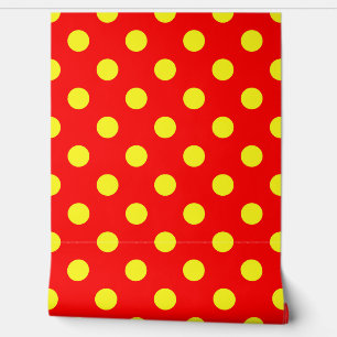 Papier Peint Design Pois jaune rouge