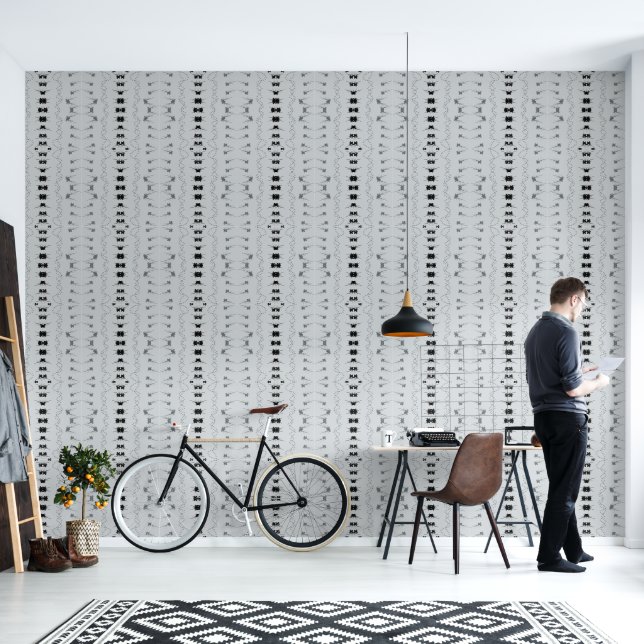 Papier Peint Design simple noir et gris (Salon)