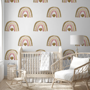 Papier peint - Designer Golden Rainbow Hearts