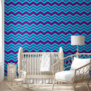 Papier Peint Dessin chevron zigzag bleu violet