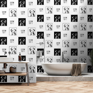 PAPIER PEINT DESSIN DE CHIENS BLANCS NOIRS DE MONOCHROME