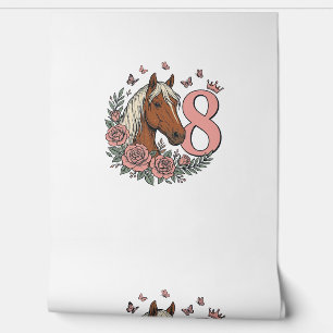 Papier Peint Dessin de gravure vintage floral pour les 8 ans du