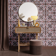 Dessin ornemental baroque gris taupe