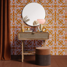 Dessin ornemental baroque orange brûlé