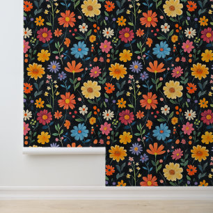 Papier Peint Dessins Motif à fleur de fleur Dessin noir