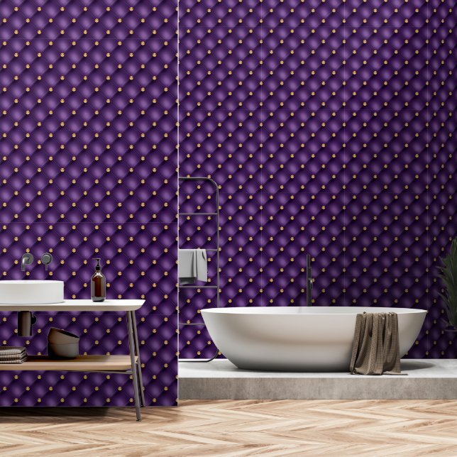 Papier Peint Diamant Or Tufé violet (Salle de bain)