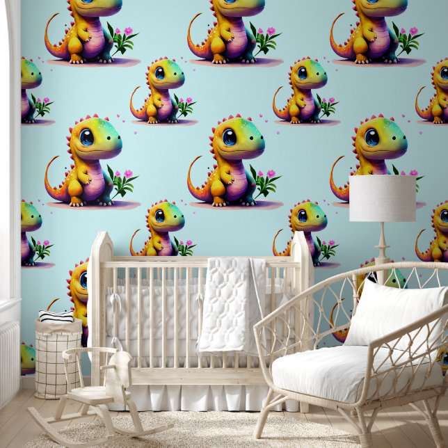 Papier Peint Dinosaure bébé T-Rex mignon (Enfants)