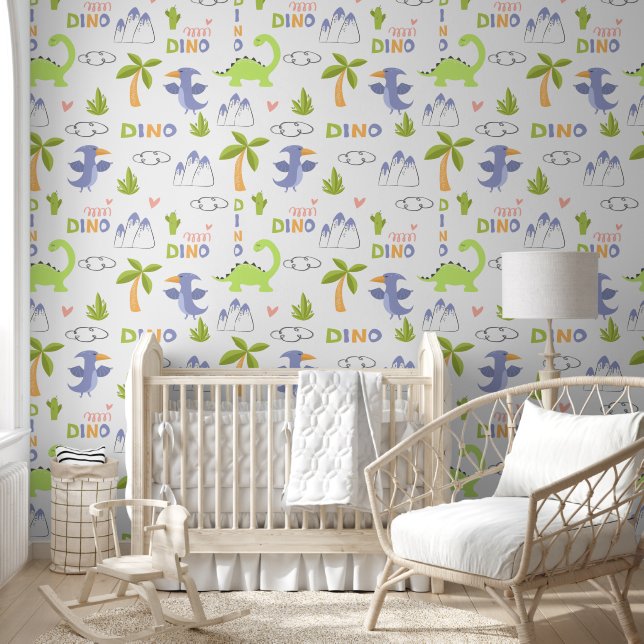 Papier Peint Dinosaure Bleu Royal (Enfants)