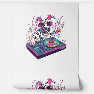 Papier Peint DJ Dalmatien � Soirée EDM Rave Chien
