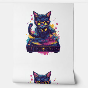 Papier Peint DJ Funky Cat - Retro Disco Kitty Party