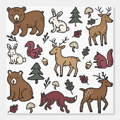 Papier Peint Dodle des forêts boisées Animaux (Recto)