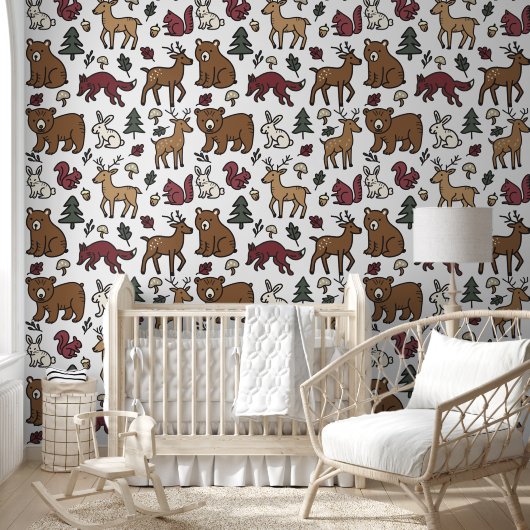 Papier Peint Dodle des forêts boisées Animaux (Enfants)