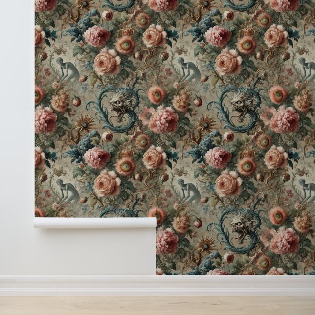Papier Peint Doom habitable - Gothique victorien design floral (Application)