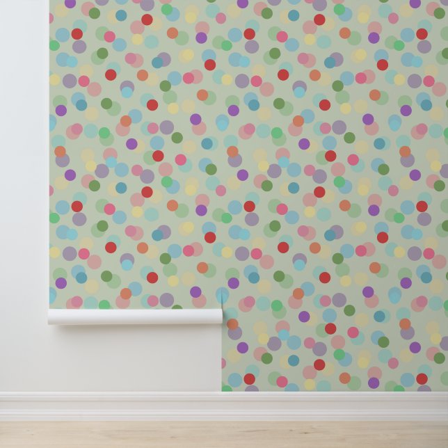 Papier Peint Dots Moderne Coloré Motif Vert (Application)