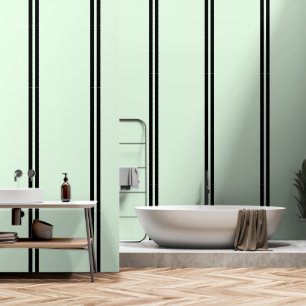 Papier Peint Double Bandes Noires Sur Vert Pâle