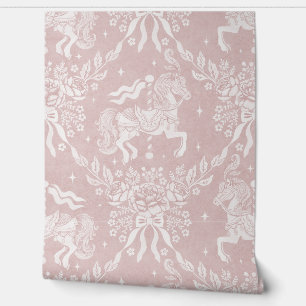 Papier Peint Douces Rosiers Chauds Chevaux de Manège et Floral