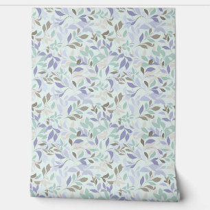Papier Peint Doux pastel violet et sauge vert feuille chic