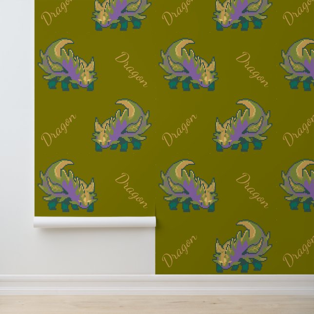 Papier Peint Dragon feuille pixel art (Application)