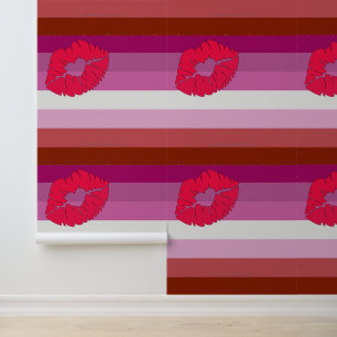 Papier Peint Drapeau de fierté lesbienne au rouge à lèvres Slip