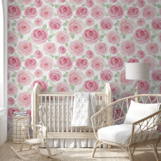 Papier Peint Dreamy Pink Roses Floral Wallpaper