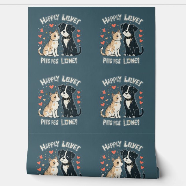 Papier Peint Drôle Chat & Chien mignon Arrière - plan de dessin (Déroulement)