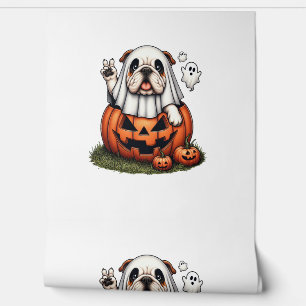 Papier Peint Drôle de bouledogue anglais fantôme Boo Halloween 