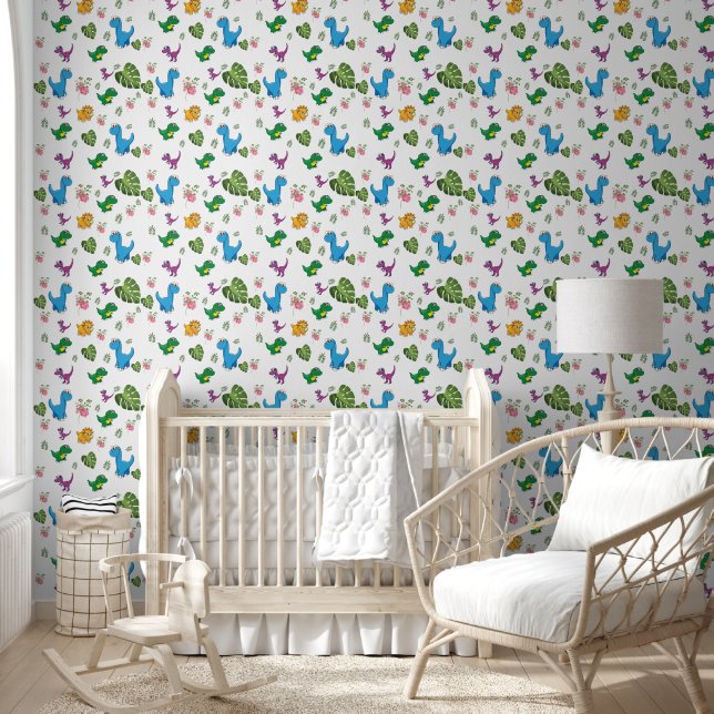 Papier Peint Drôle Dinosaur feuille Motif (Enfants)