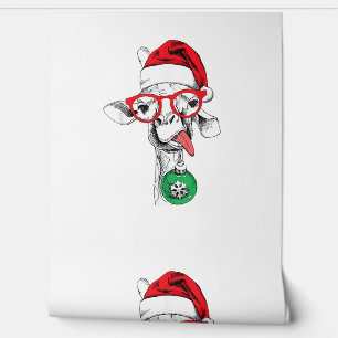 Papier Peint Drôle Giraffe de Noël, Mignonne Giraffe Noël