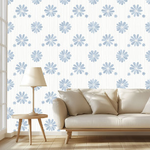 Papier Peint Dusty Blue Daisy Motif Floral Vintage Douce Art Pa