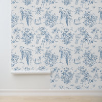 Dusty Blue Toile Floral Teddy Bear Élégant Classiq