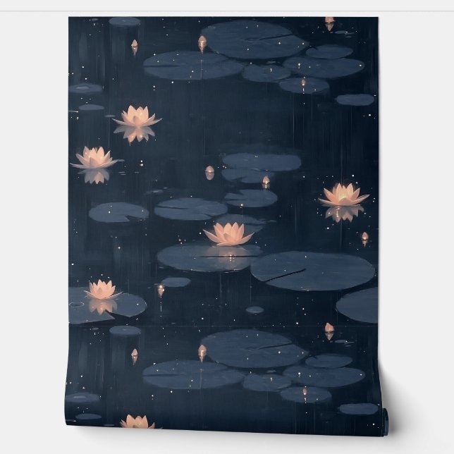Papier Peint Eau Moody foncé Lily Pond Nature (Déroulement)