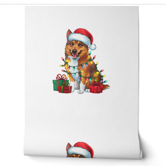 Papier Peint Éclairage de Noël Chapeau norvégien Elkhound Chien