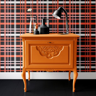 Papier Peint Écossais rose, orange et noir tendance pour Hallow