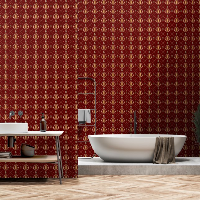 Papier Peint Égypte Art déco Lotus Nefertiti (Salle de bain)