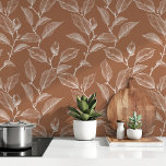 Papier Peint Élégance botanique en terre cuite<br><div class="desc">Améliorez votre intérieur avec le papier peint chaleureux et sophistiqué "Terracotta Botanical Elegance". Ce design présente de délicats feuilles de vignes blanches, minutieusement illustrés contre un riche arrière - plan en terre cuite. L'art linéaire minimaliste associé aux tons terreux crée une ambiance sereine et élégante, parfaite pour des maisons contemporaines...</div>